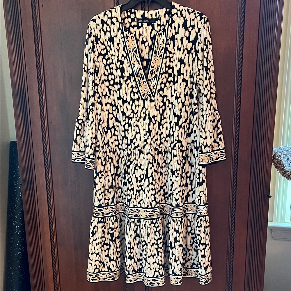 Marc Cain Black and Cream Long Sleeve Dress